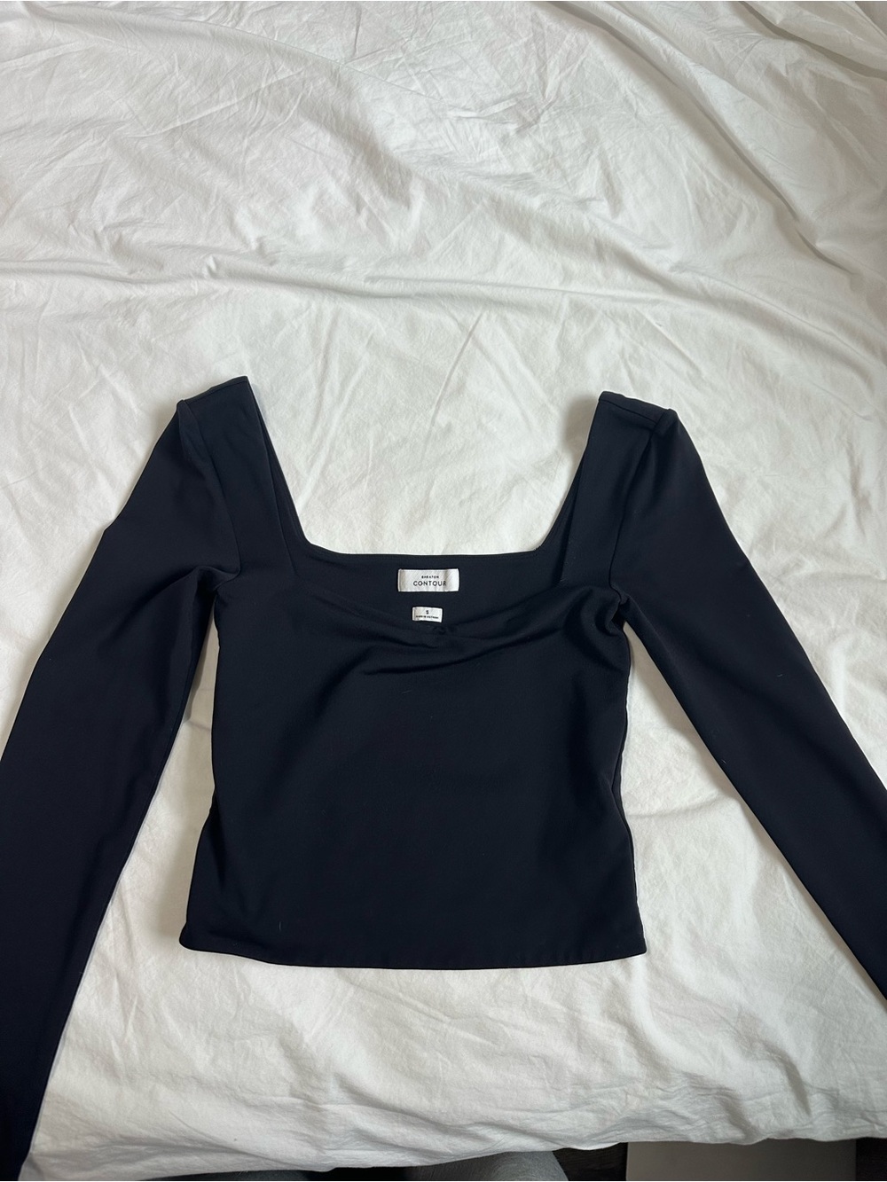Babaton Black Square-Neck Long Sleeve Top